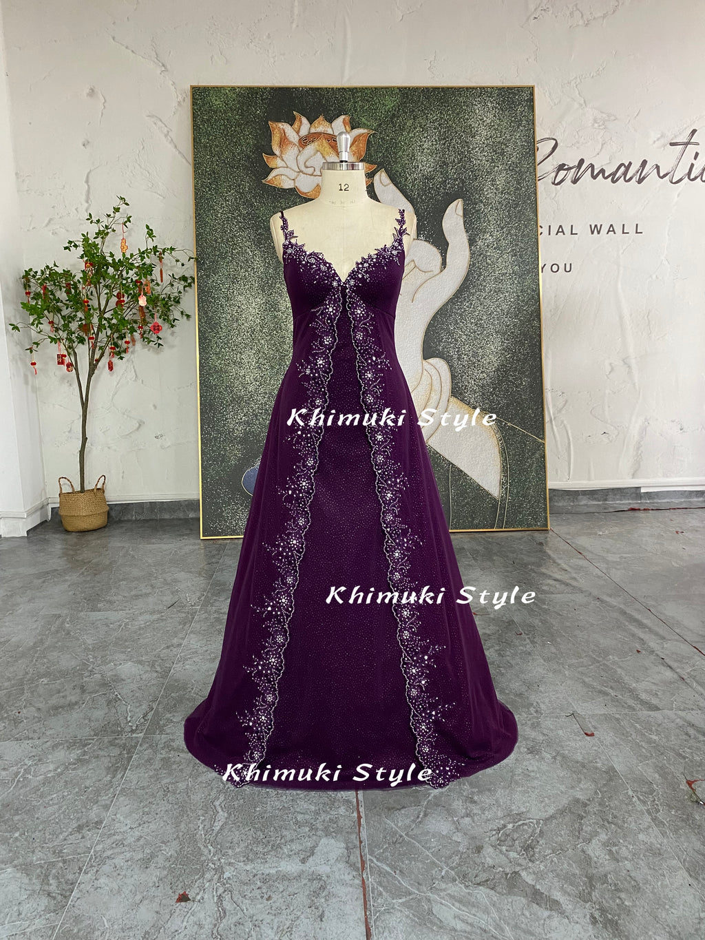 Full Length Vintage Sparkle Purple Prom Gown – KhimukiStyle