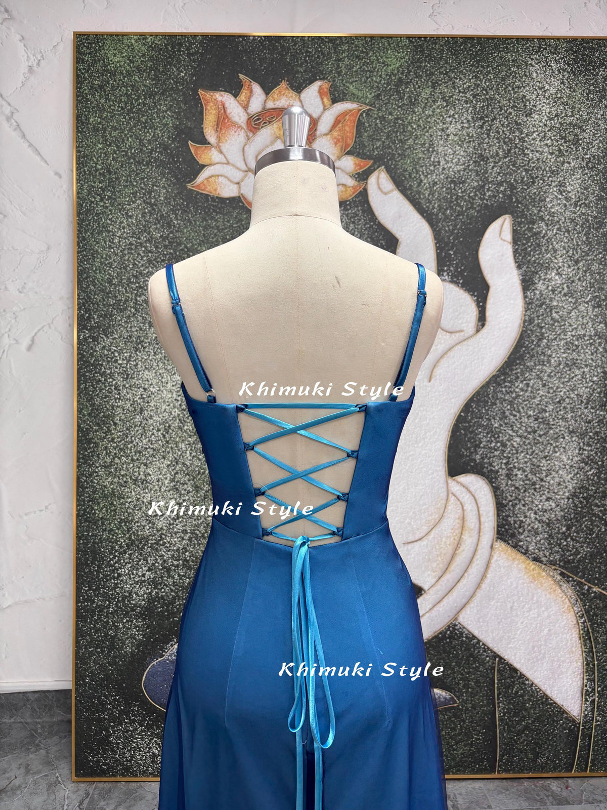 2000S Spaghetti Strap Blue Prom Dress