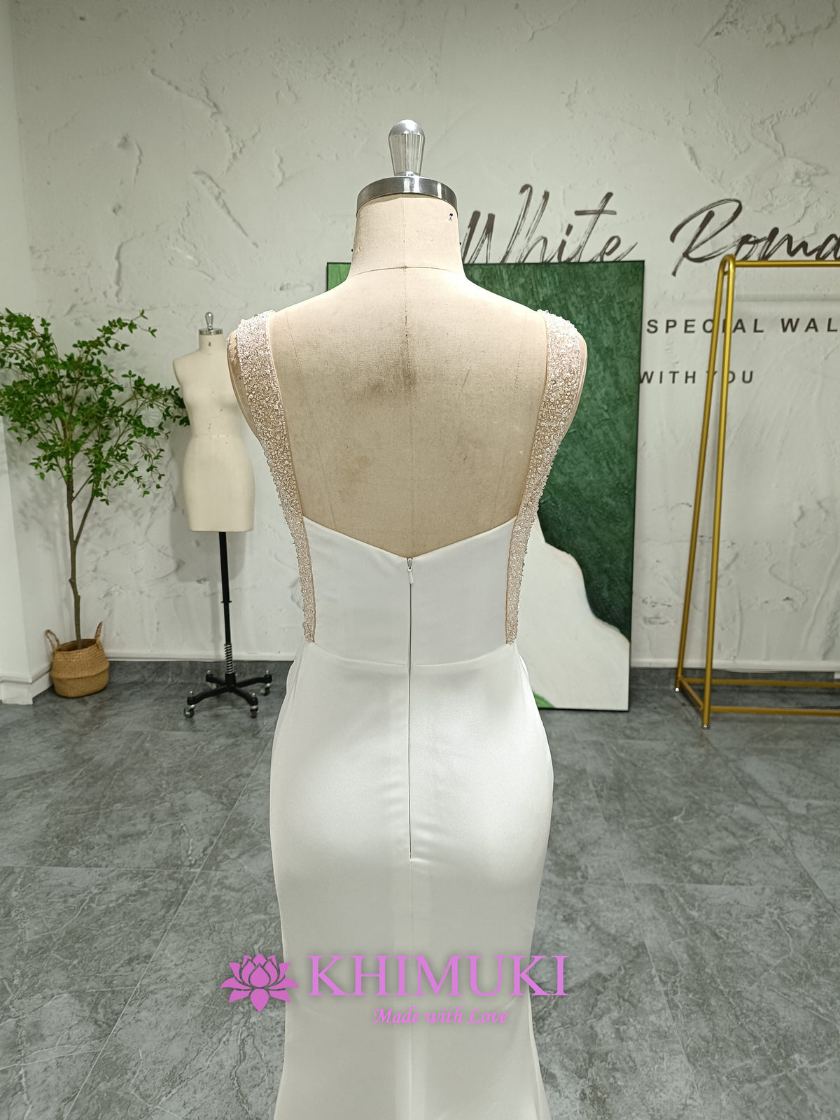 Simple Beaded Straps Wedding Dress