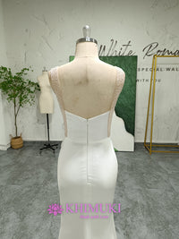 Simple Beaded Straps Wedding Dress