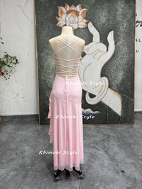 90S Criss Cross Pink Prom Dress