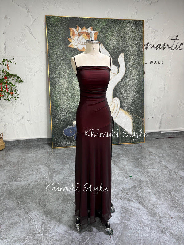 Brown and Red Vintage Party Dress