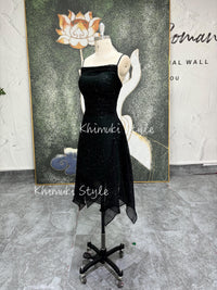 90S Vintage Black and Green Party Dress