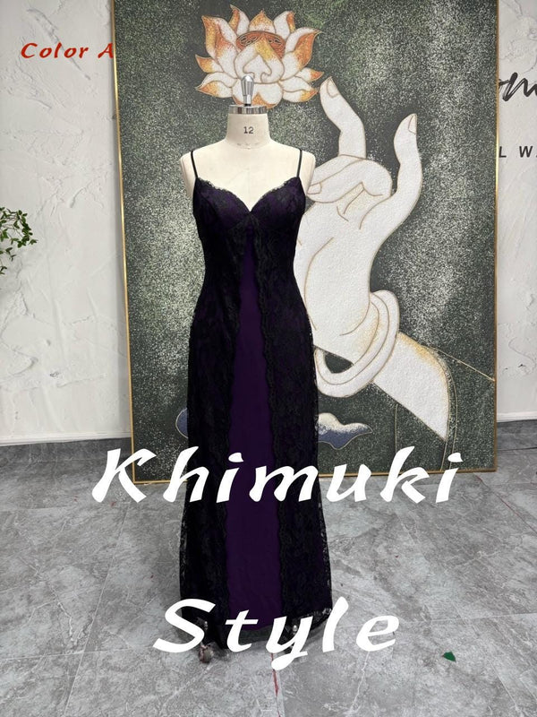 90S Vintage Spaghetti Strap Purple Party Dress