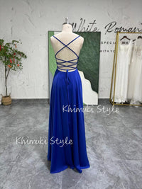 90s Spaghetti Strap Blue Party Dress