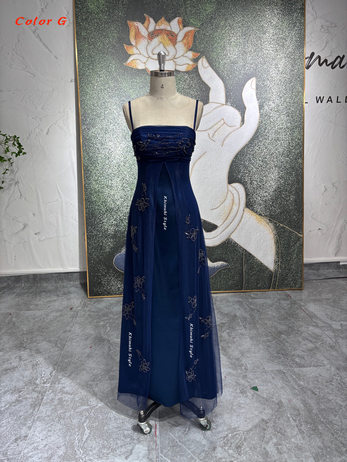 90s navy blue prom dress