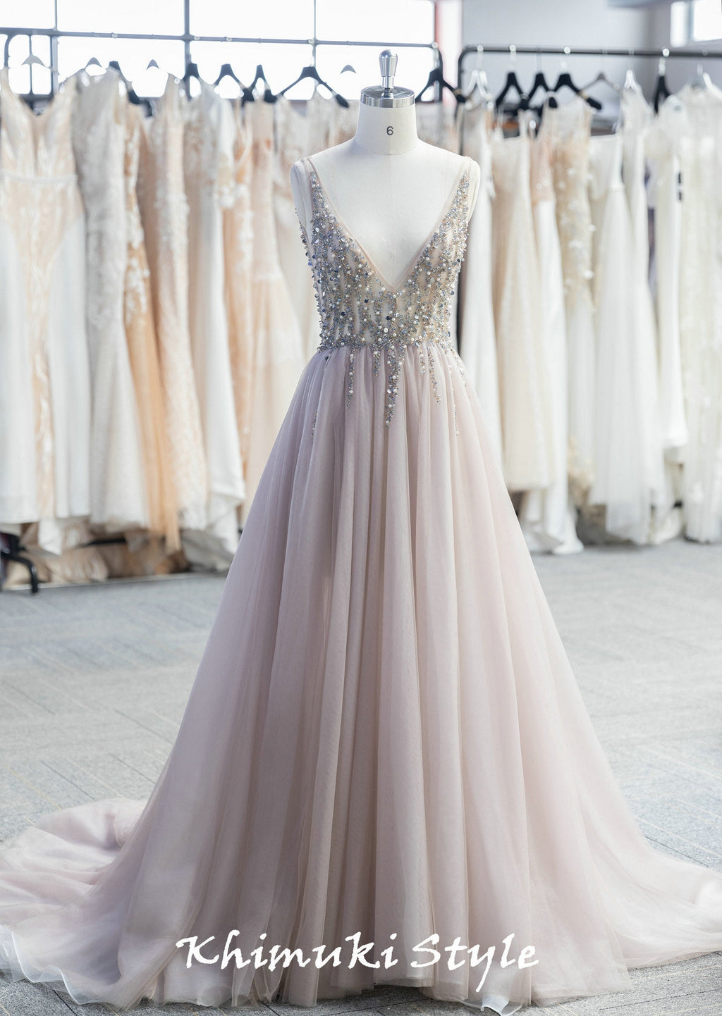 Blush Tulle Wedding Dress