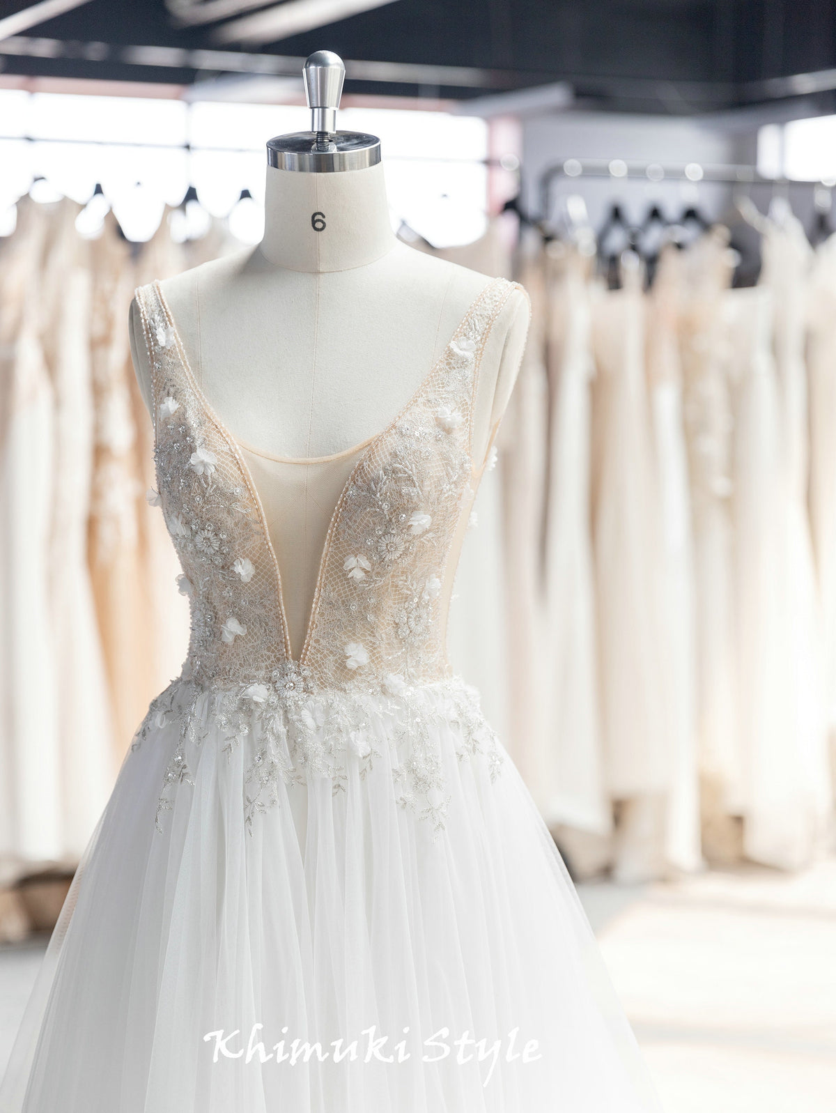 V-neckline Summer Wedding Dress