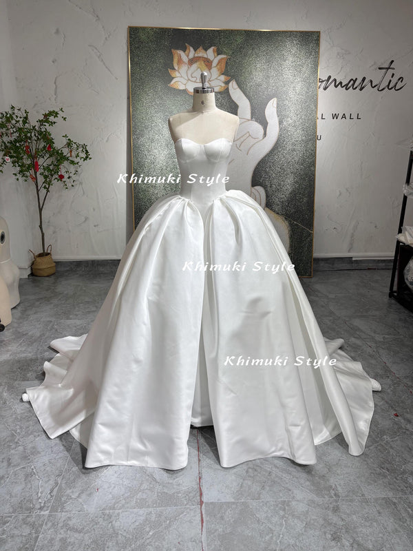  Ivory Satin Wedding Dress