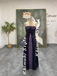 Black and purple prom dress
