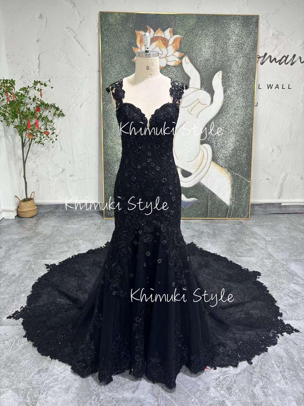 black lace bridal dress
