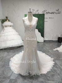 V-Neckline Lace Wedding Dress
