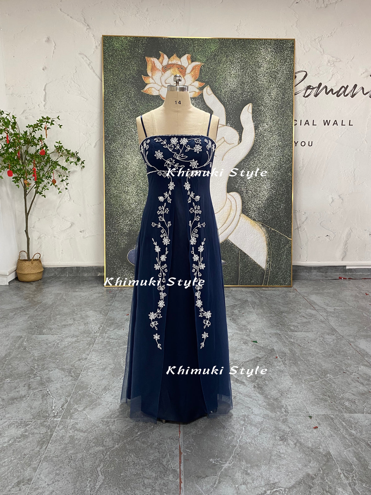 90s Navy Blue Prom Dress: Vintage Tulle & Silk Party Gown