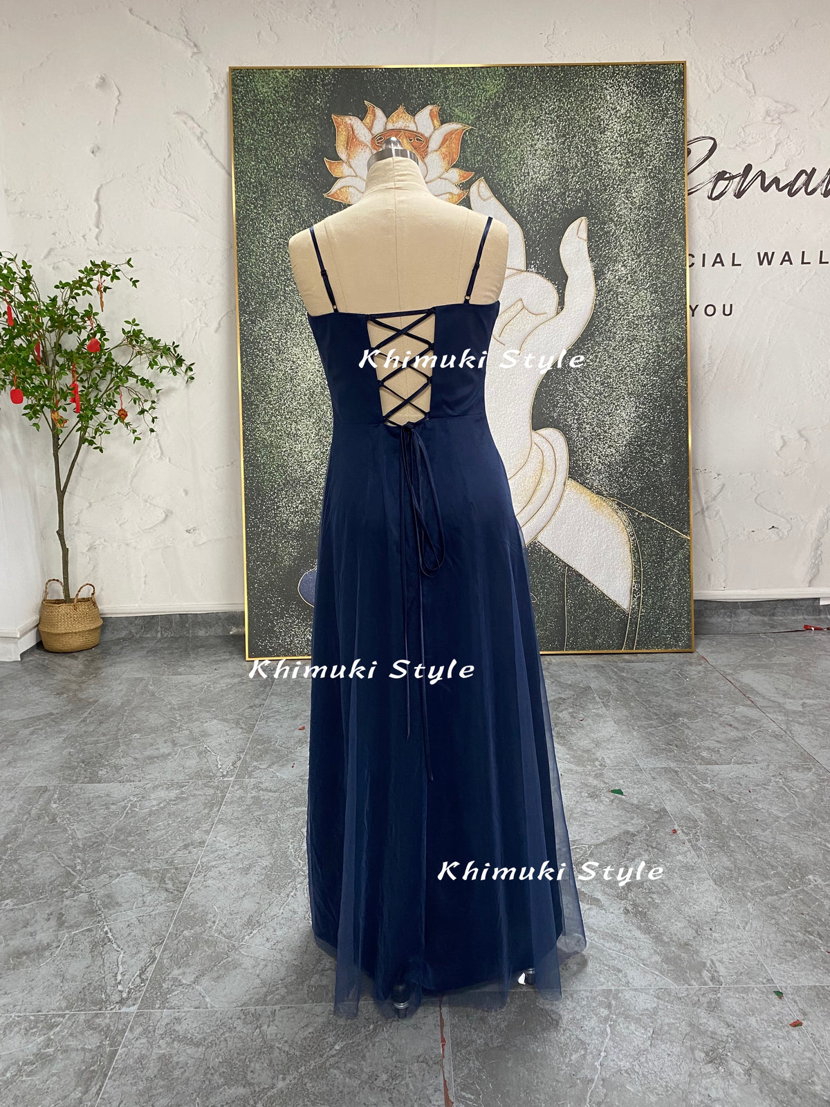 90s Navy Blue Prom Dress: Vintage Tulle & Silk Party Gown