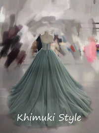 Dusty Blue Mesh Party Dress