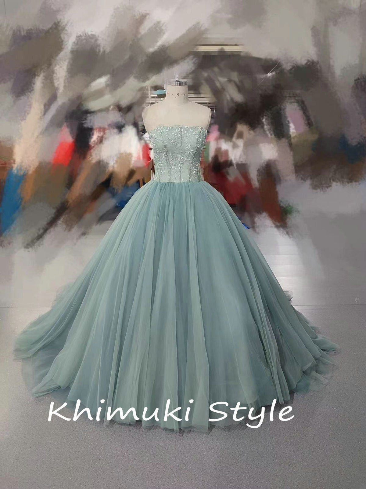 Dusty Blue Mesh Party Dress