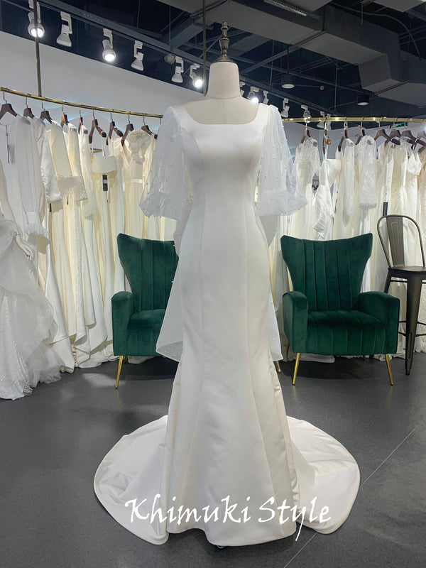 Boho Sleeve White Wedding Dress 