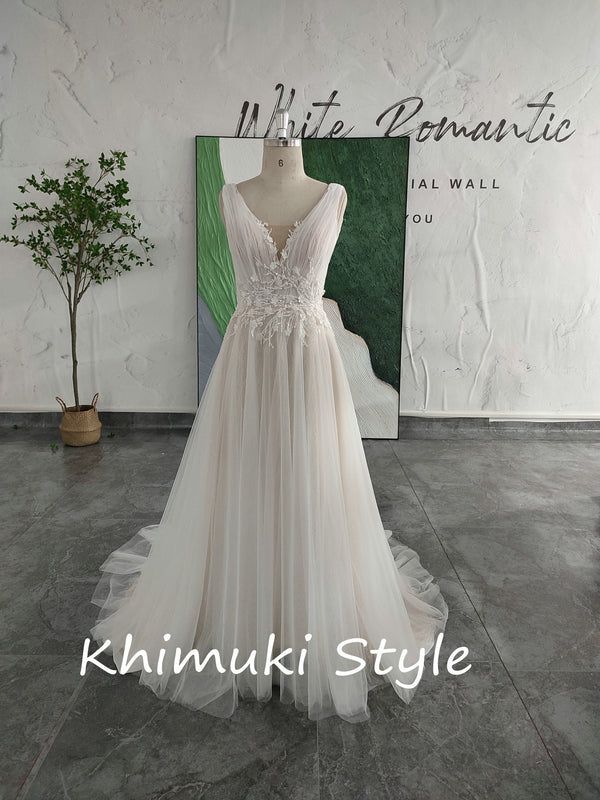  V-neckline Summer Wedding Dress