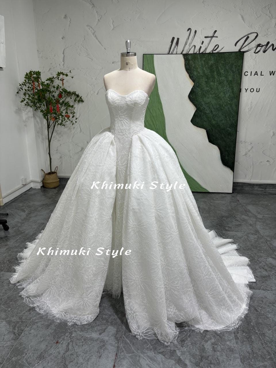 Handmade Ivory Lace Ball Gown