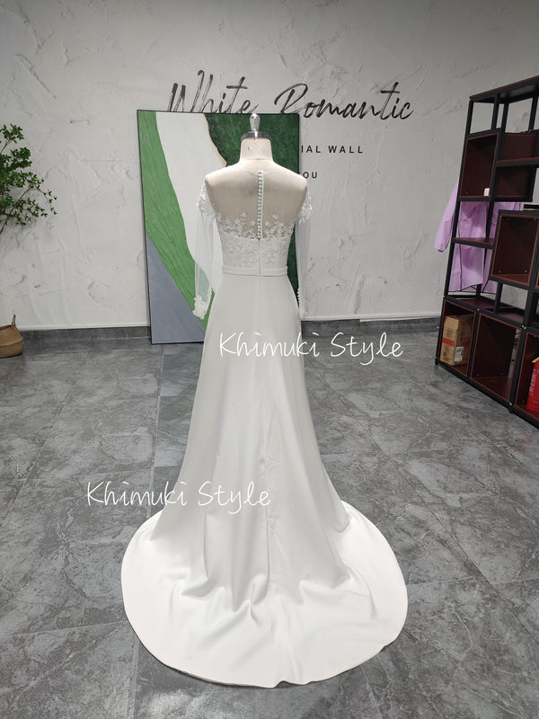 Illusion Ivory bridal dresses