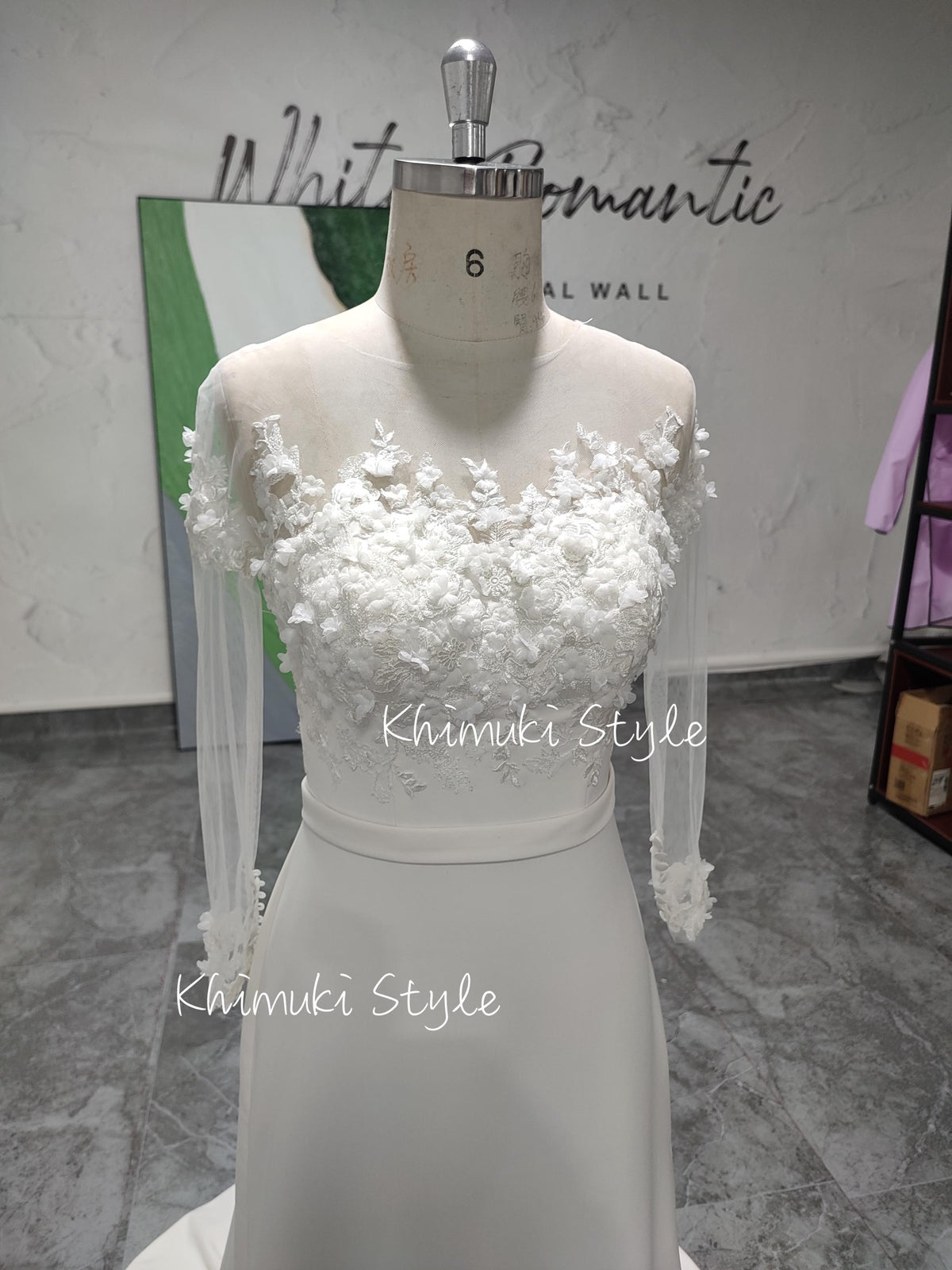 Illusion boho style bridal dress