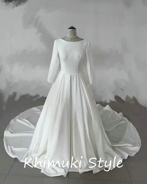 Long Sleeve Minimal Wedding Dress