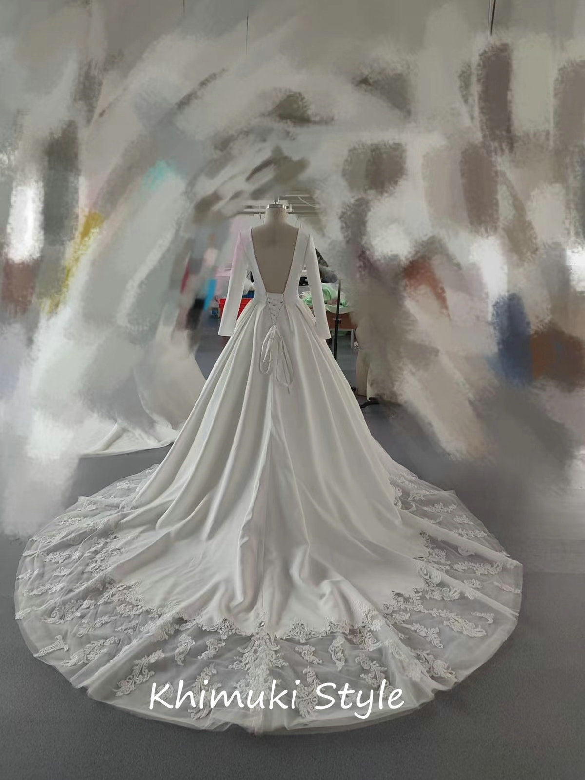 long train low back wedding dress