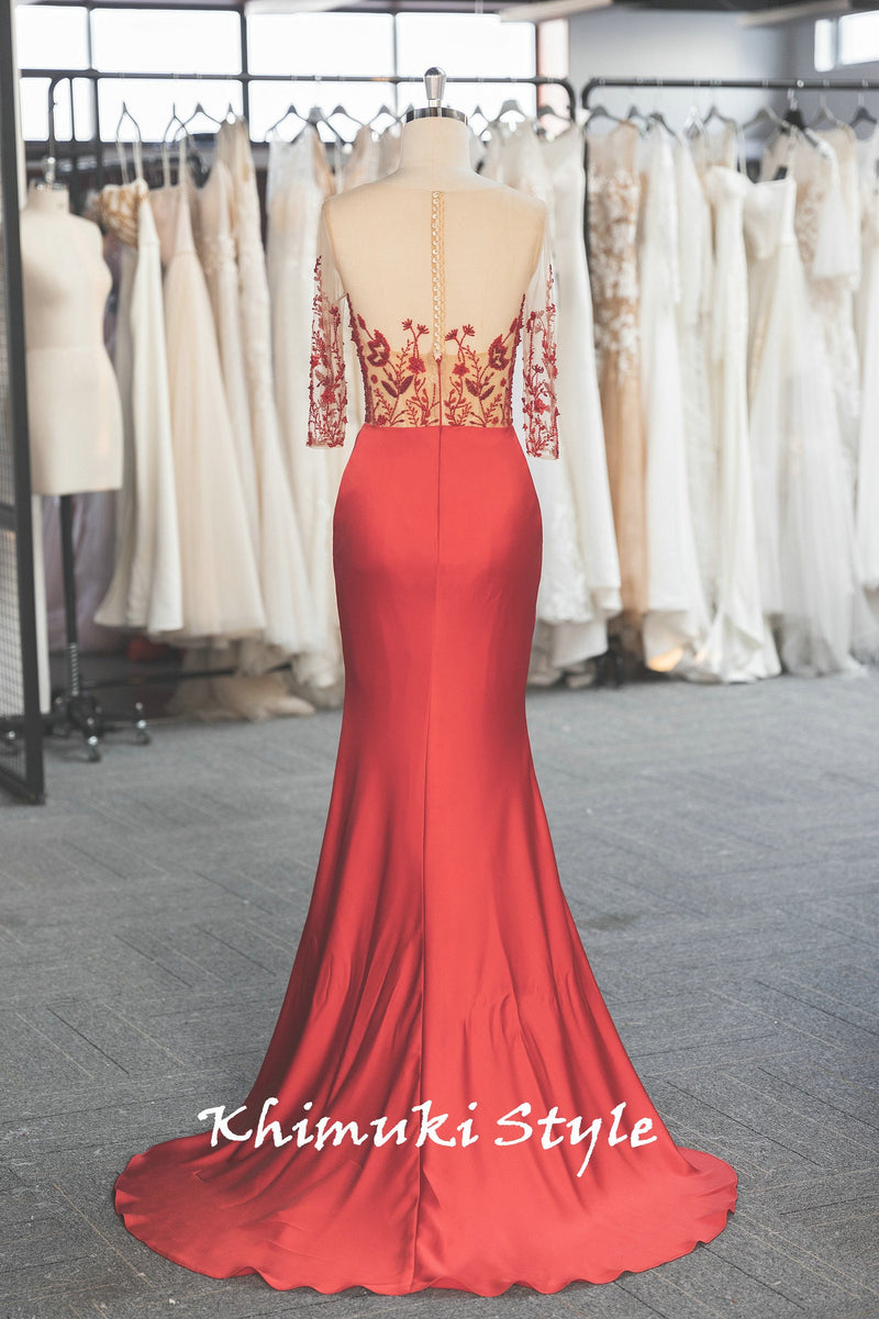 Mermaid Red Bride Dress