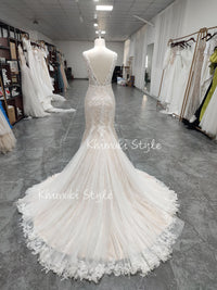 long train v-back bridal dress