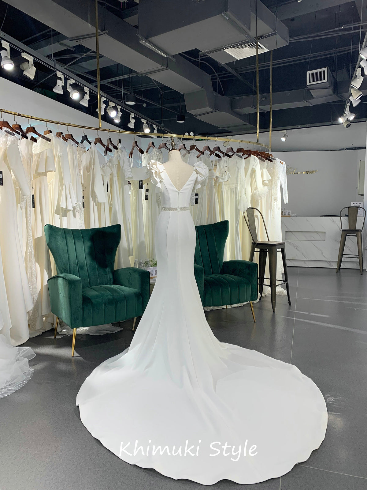 Long Train Boho Bridal Dress