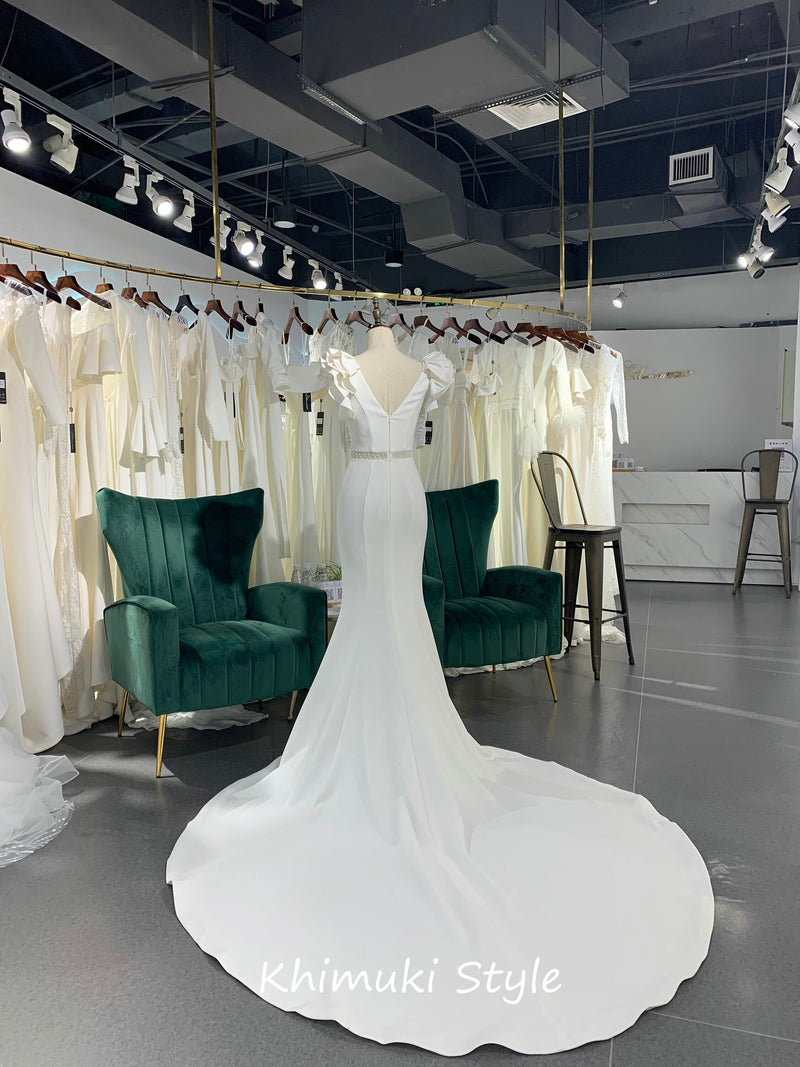 Long Train Boho Bridal Dress