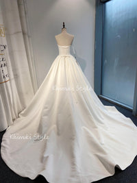 Long Train Soft Satin ball Gown