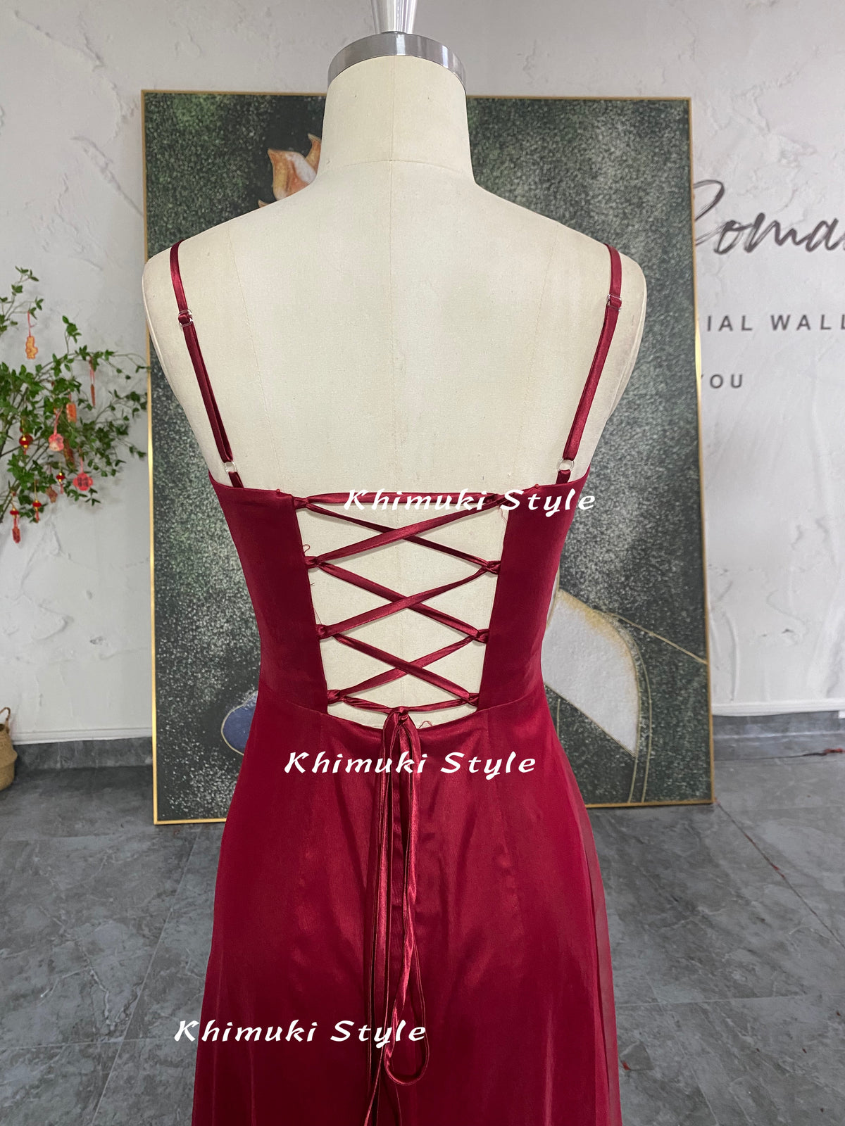 2000S Square Neckline Deep Red Prom Dress