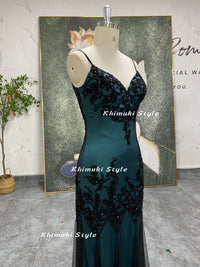Vintage Black and Red Party Dress,Handmade Beaded Prom Dress,V-neck Long Evening Dress