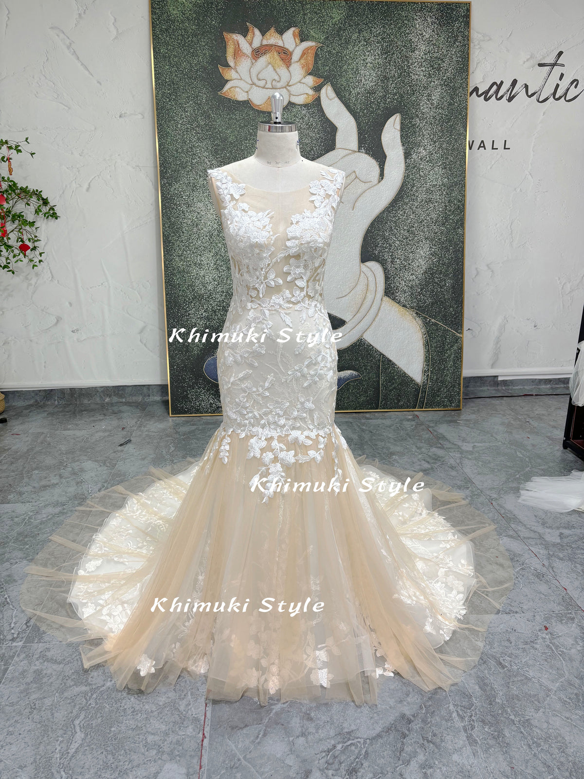  Mermaid Colorful Lace Wedding Dress