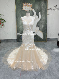  Mermaid Colorful Lace Wedding Dress