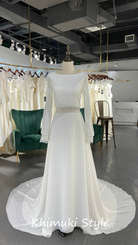 Fit Long Sleeve Boho Bridal Dress