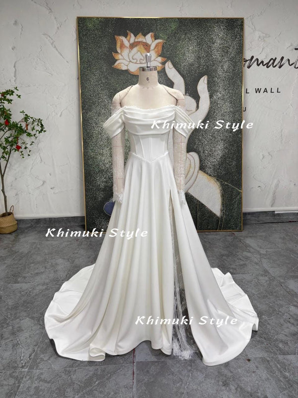 simple slit bridal dress