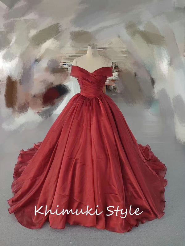 Red  Wedding Dress with Detachable Band