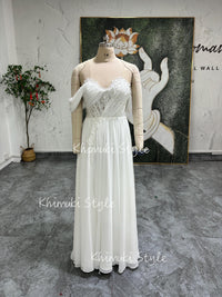 off shoulder sleeve wedding dress
