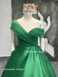 One Shoulder Tea Green Prom Dress