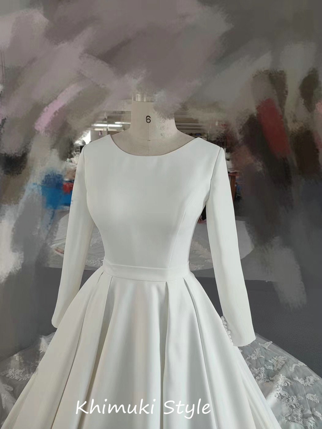 Round Neckline Ivory Bridal Dress