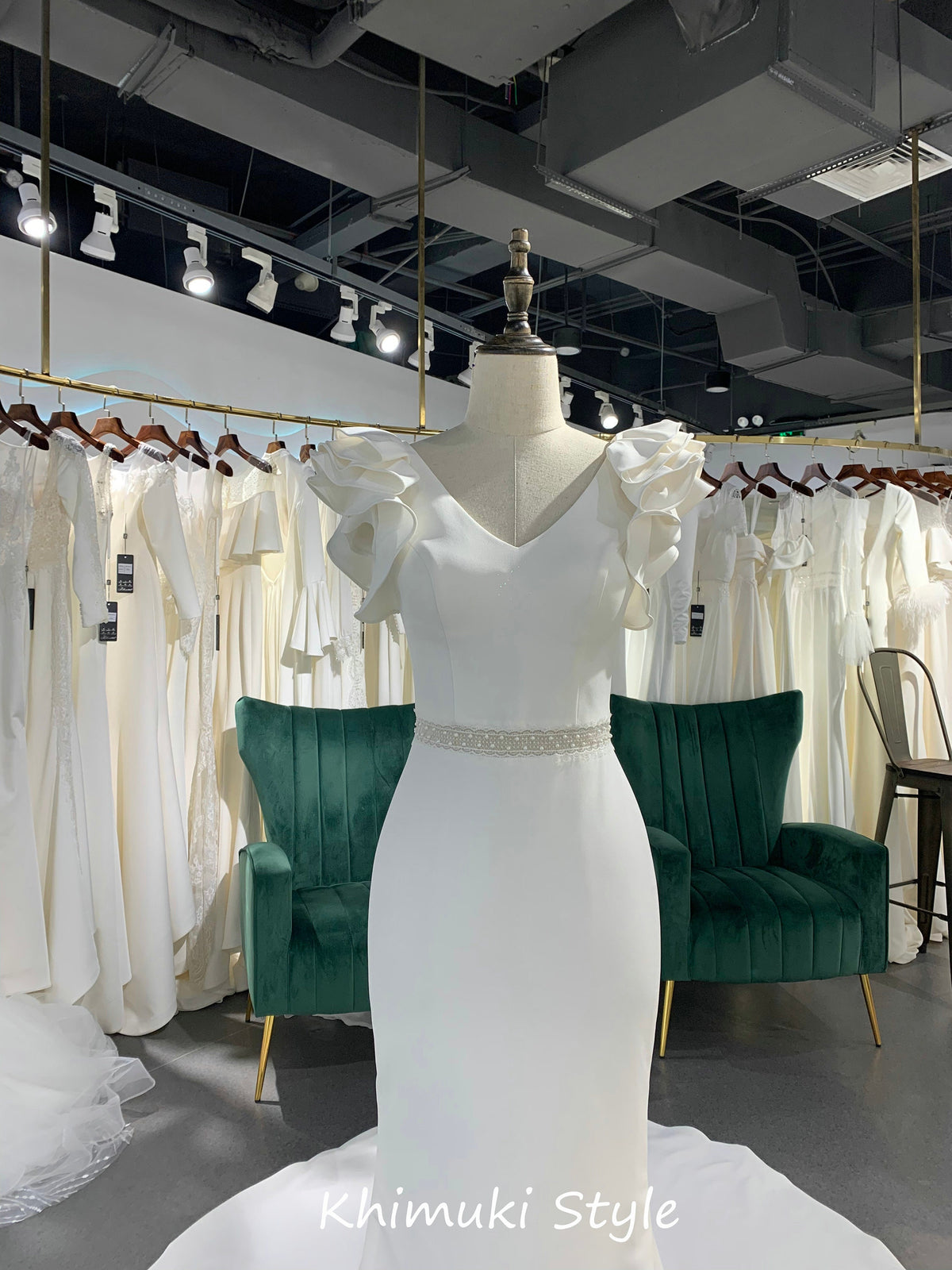 Boho v-neck bridal dress