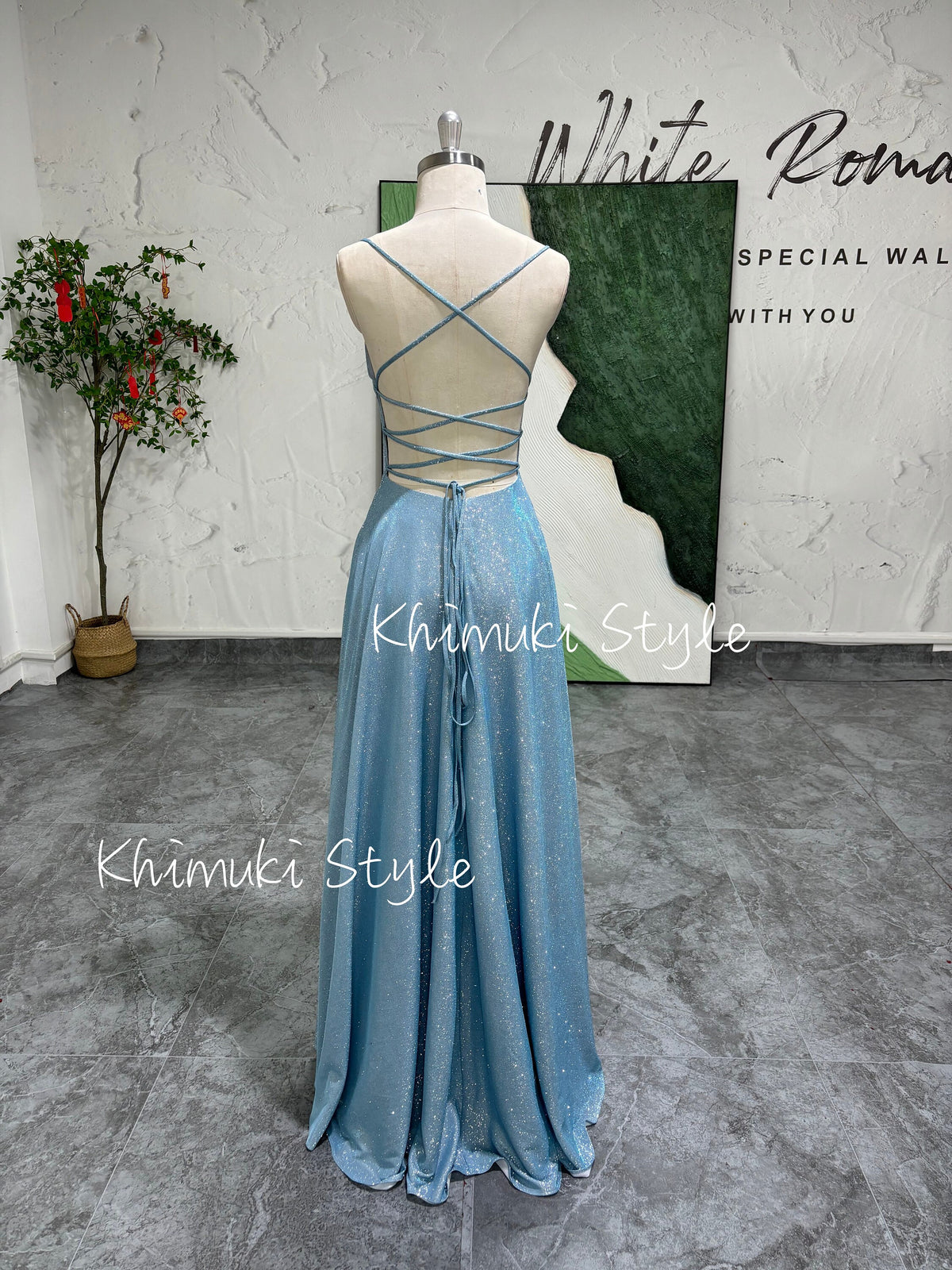 Sexy Blue Criss Cross prom dress