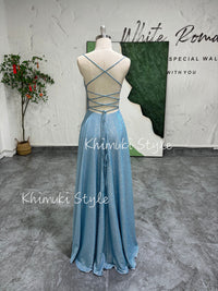 Sexy Blue Criss Cross prom dress