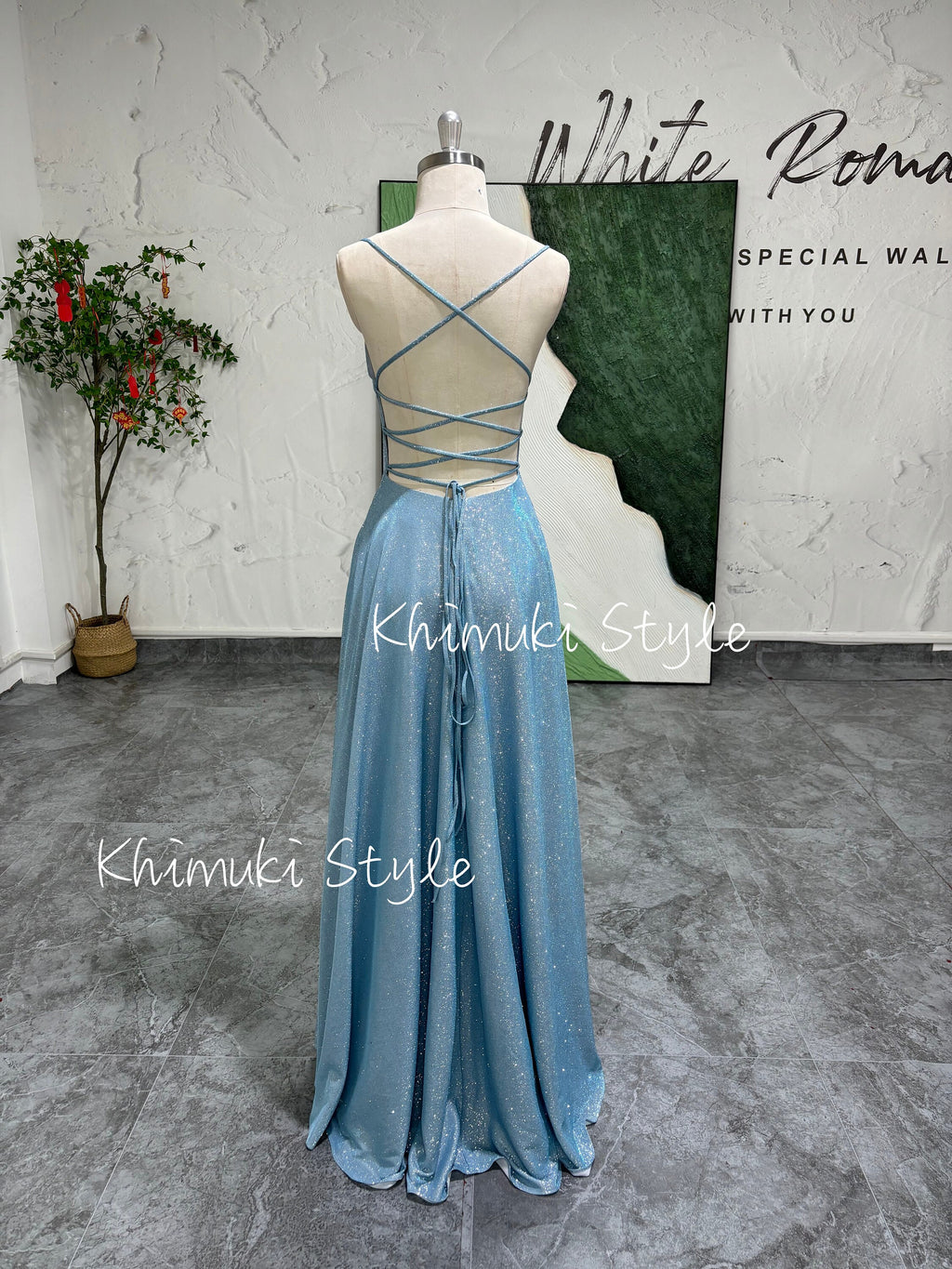 Sexy Blue Criss Cross prom dress