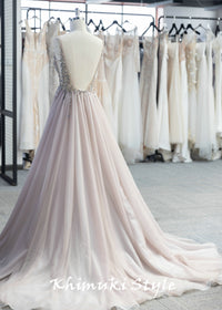 Low Back Tulle Wedding Dress