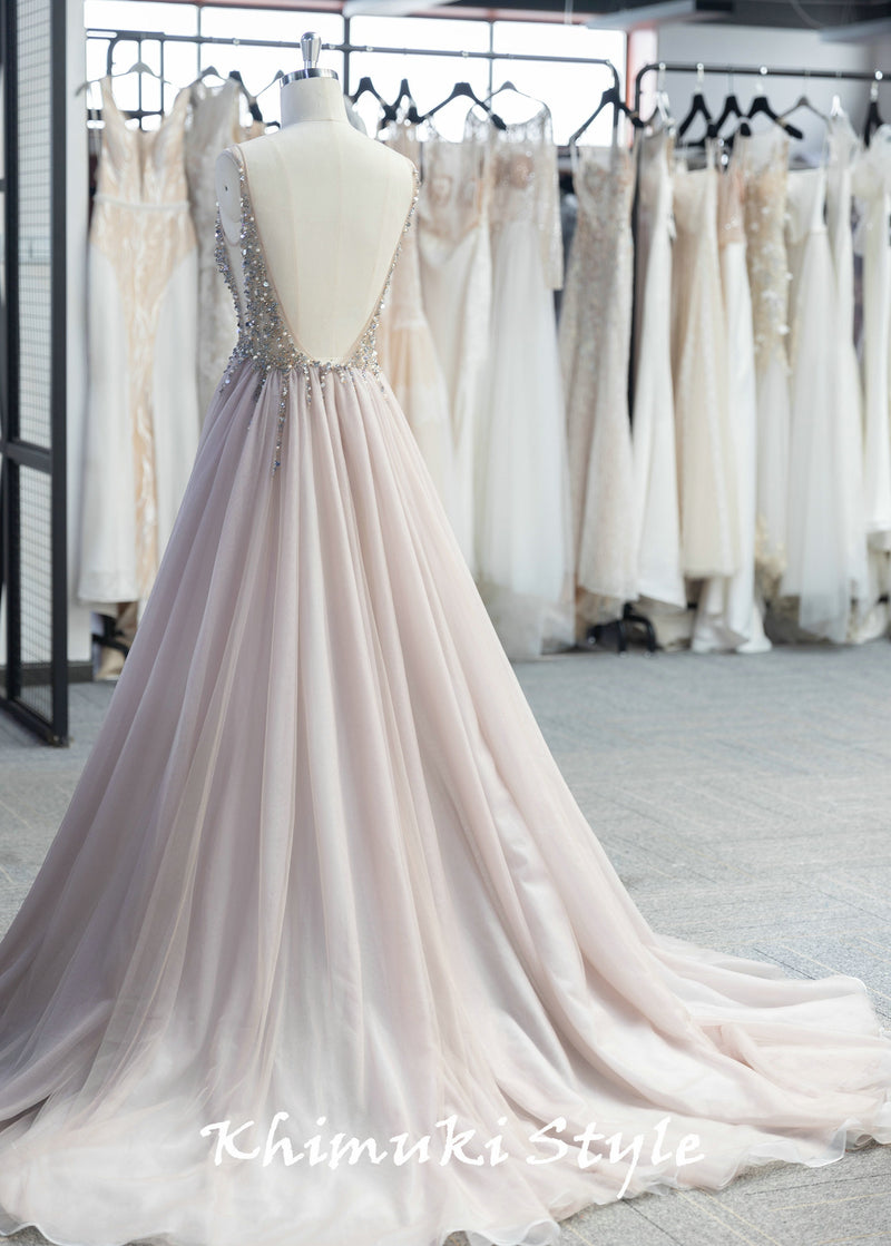 Low Back Tulle Wedding Dress