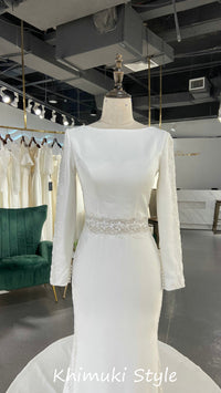Sheath long sleeve wedding dress