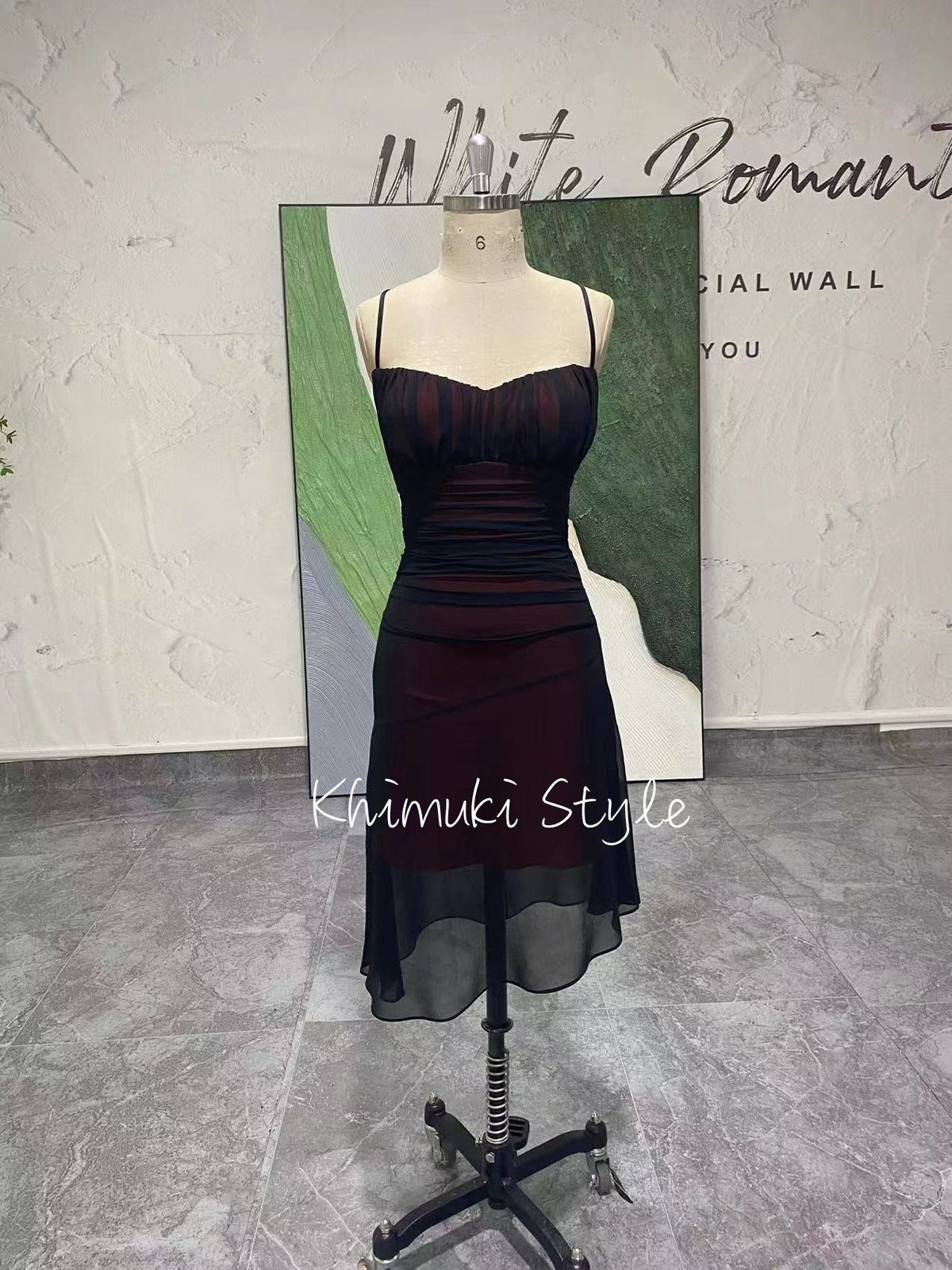 spaghetti strap prom dress